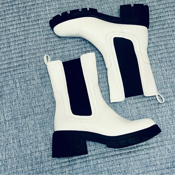 White & Black Chunky Chelsea Boots - Picture 5 of 8